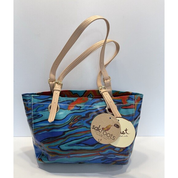 Sakroots Artists Circle Reef Zippered Double Handle Tote Bag Coated Canvas - Picture 1 of 10